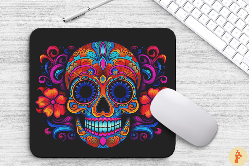 colorful-sugar-skull-mouse-pad-bundle