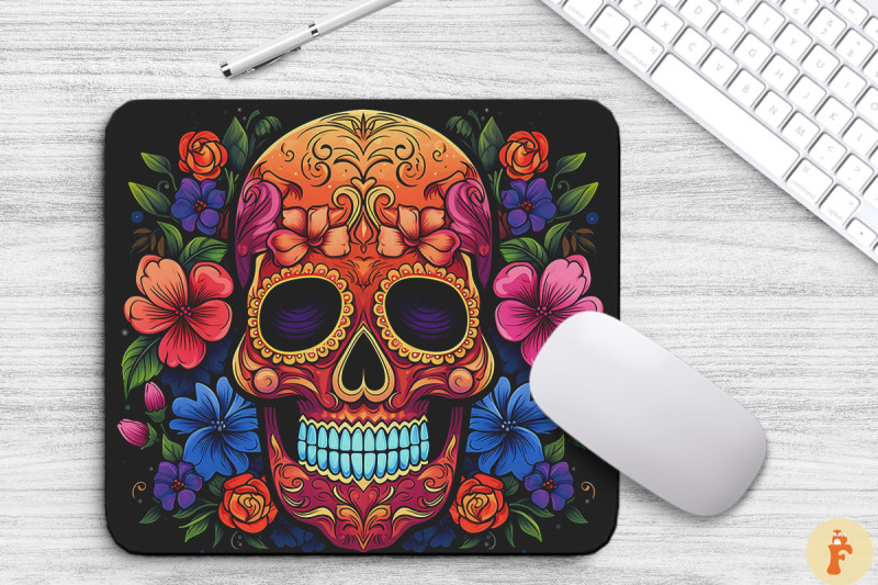 vibrant-colors-sugar-skull-mouse-pad