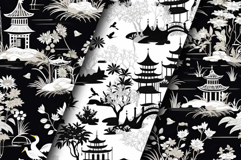 12-black-and-white-chinoiserie-digital-papers-patterns-included-12