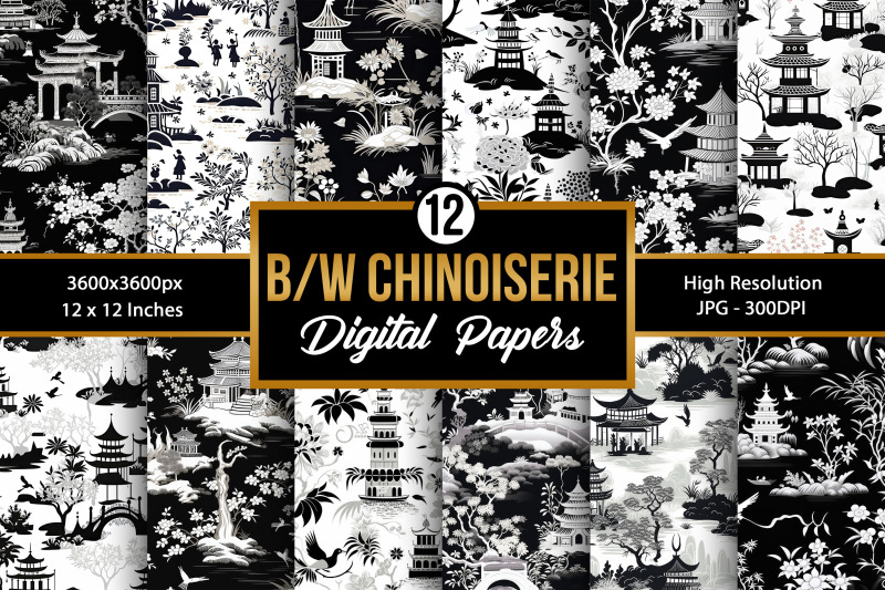 12-black-and-white-chinoiserie-digital-papers-patterns-included-12