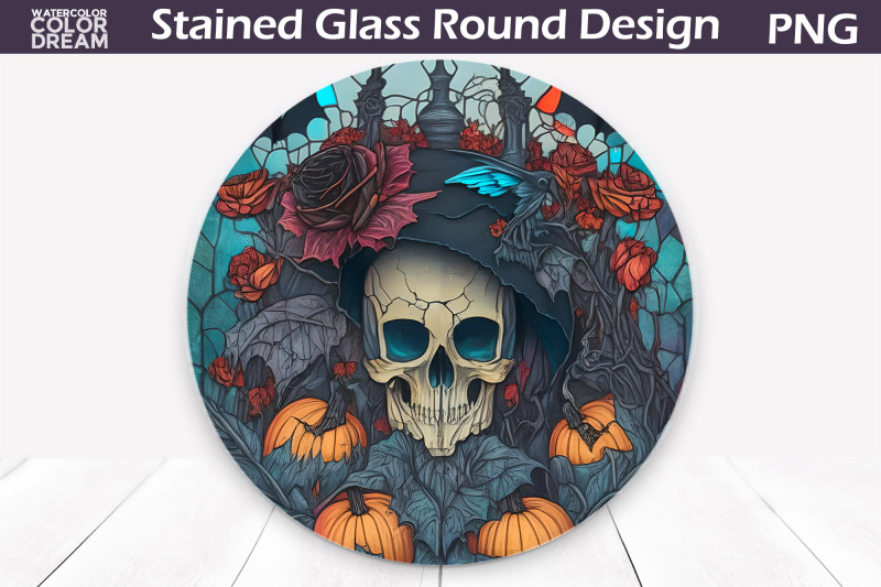skull-stained-glass-png-stained-glass-skull-round