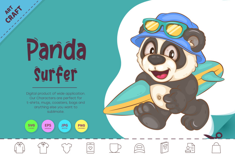 cartoon-panda-surfer-animal-art