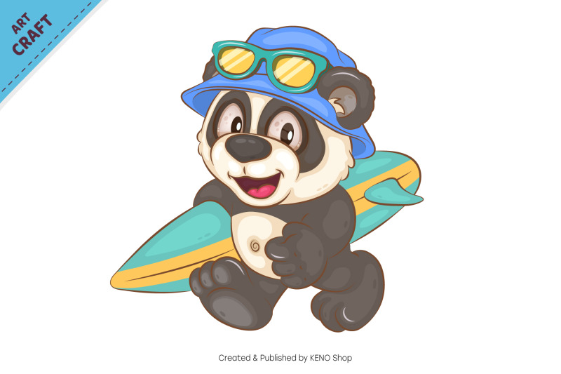 cartoon-panda-surfer-animal-art