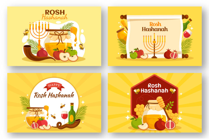 12-happy-rosh-hashanah-vector-illustration