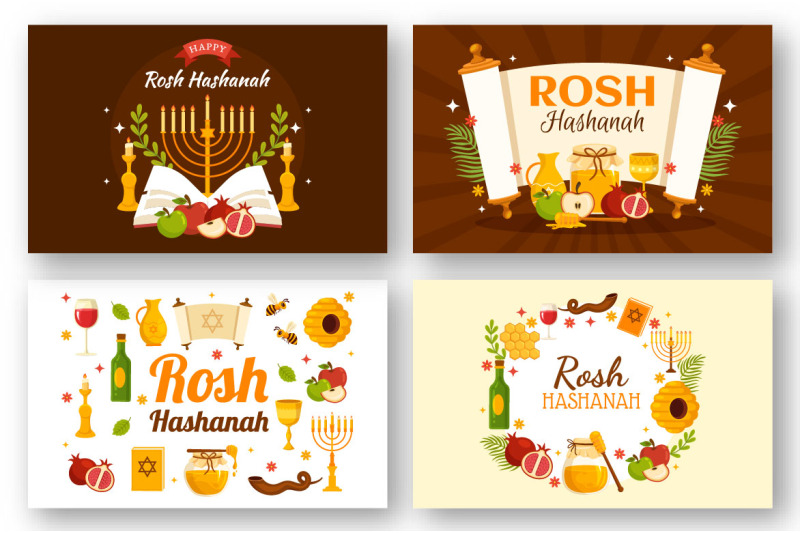 12-happy-rosh-hashanah-vector-illustration