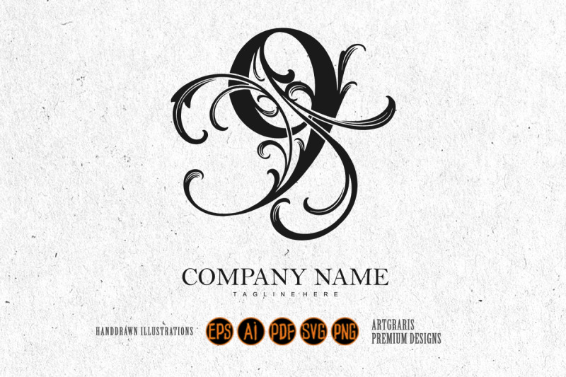 flourishing-identity-beauty-number-9-ornament-outline-logo