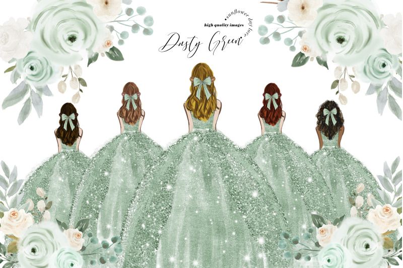 sage-green-princess-dress-clipart-sage-green-flowers