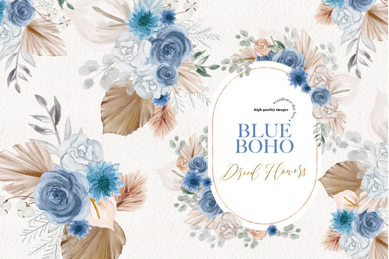 blue-boho-dried-floral-pampas-grass-clipart-dusty-blue-pampas-wreath