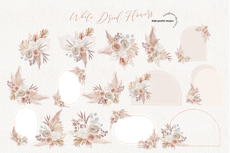 ivory-white-boho-dried-floral-pampas-grass-clipart