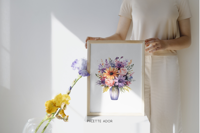 watercolor-flowers-in-vase