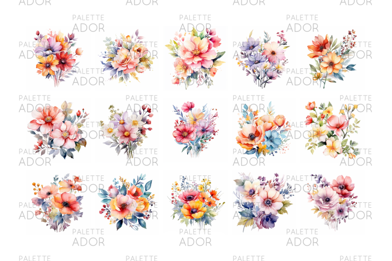 watercolor-flower-bouquets