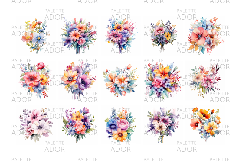 watercolor-flower-bouquets