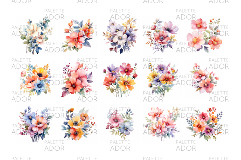 watercolor-flower-bouquets