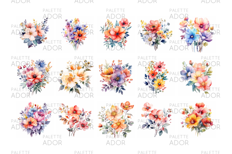 watercolor-flower-bouquets