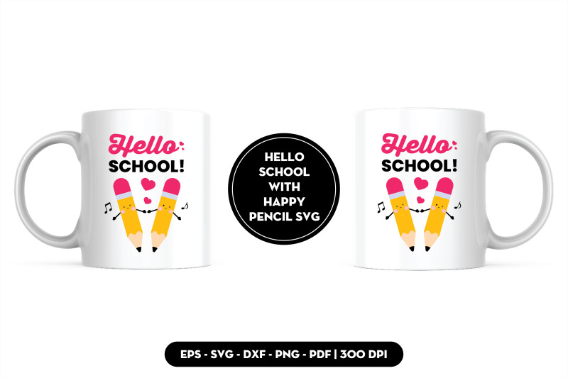 hello-school-with-happy-pencil-svg