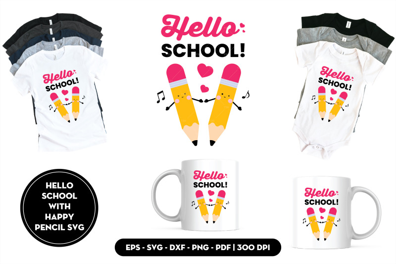 hello-school-with-happy-pencil-svg