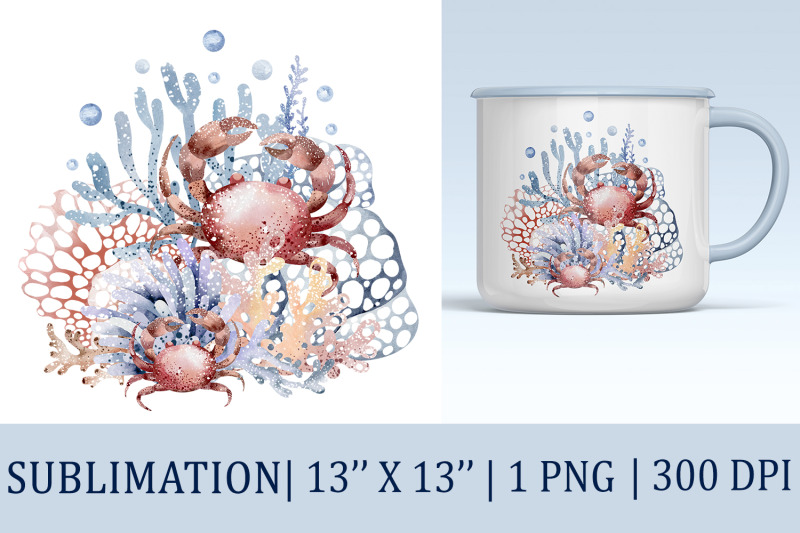 sea-crab-sublimation-watercolor-sea-sublimation
