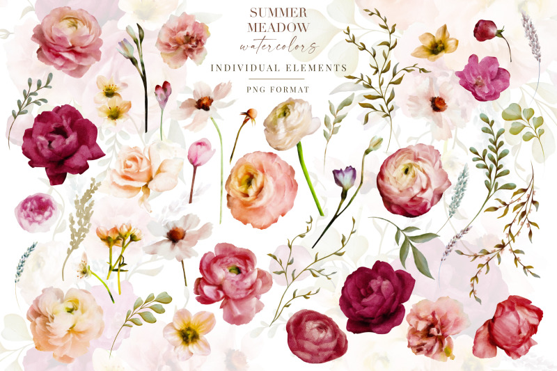 summer-meadow-watercolor-floral-clip-art-collection