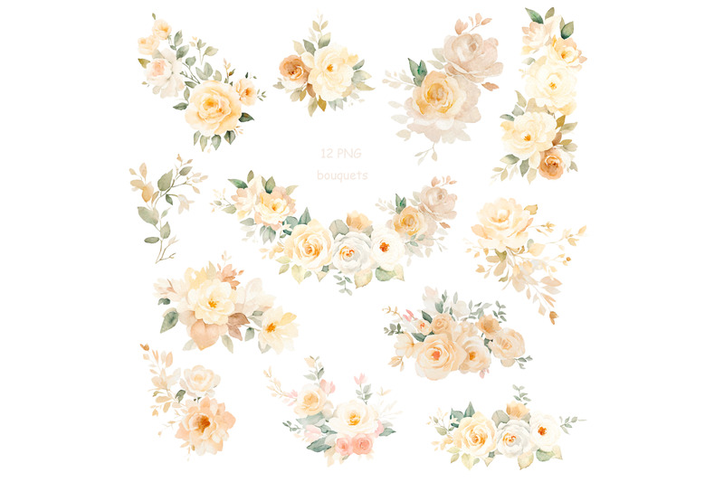 cream-and-blush-greenery-floral-clipart-watercolor-neutral-floral