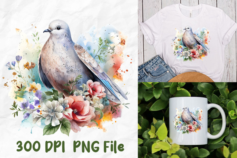 hippie-wild-flowers-pigeon-watercolor