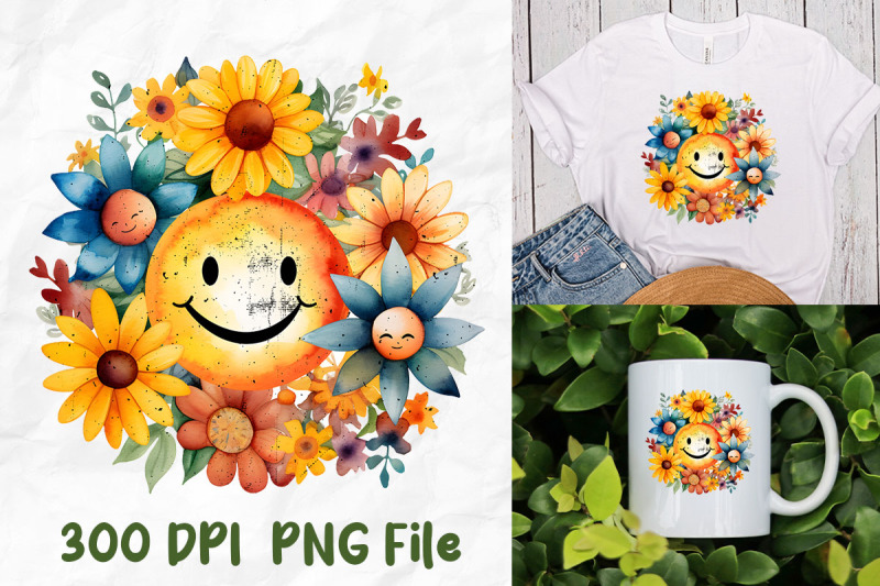 retro-smiley-face-hippie-wild-flowers