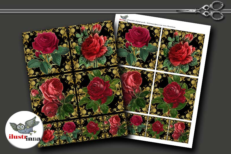 black-damask-and-roses-coasters-3-8-039-039-x3-8-039-039