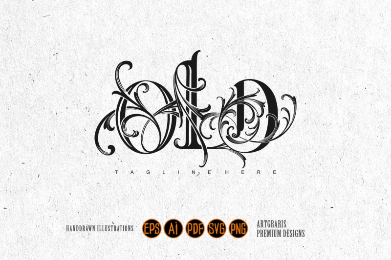 antique-sophistication-old-lettering-monogram-logo-silhouette