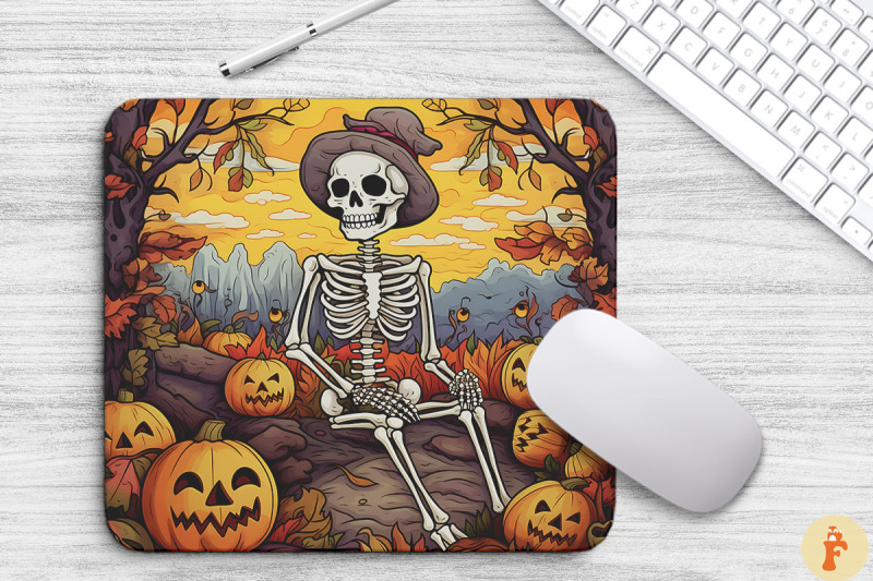 halloween-skeleton-with-autumn-mouse-pad