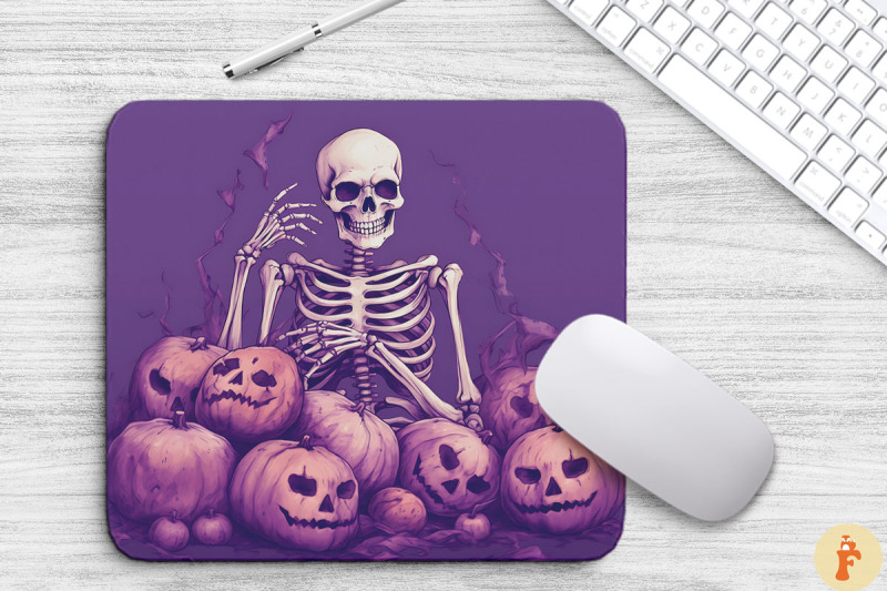 scary-skeleton-with-pumpkins-mouse-pad