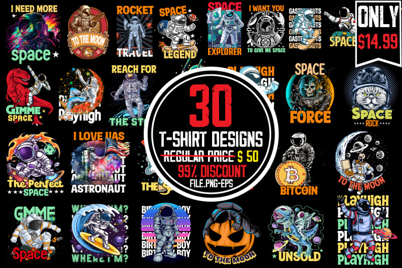 astronaut-bundle-30-astronaut-t-shirt-design-bundle
