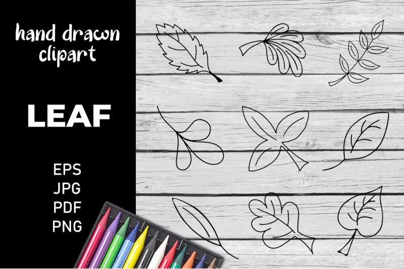 leaf-doodle-black-and-white-clipart-png