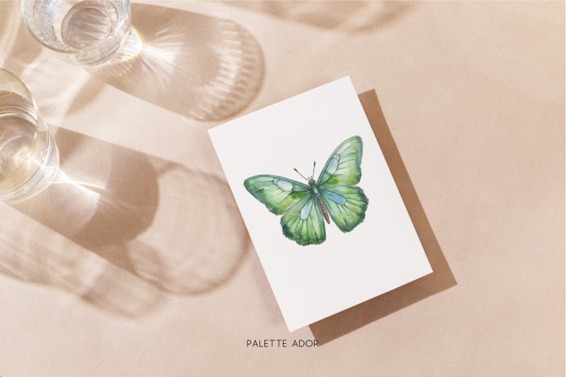 watercolor-green-butterflies