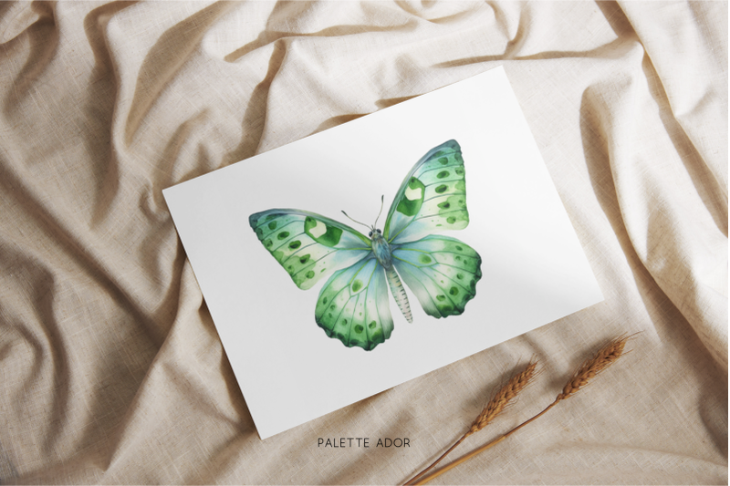 watercolor-green-butterflies