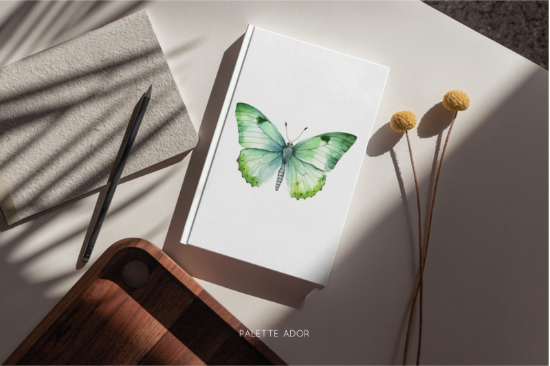 watercolor-green-butterflies