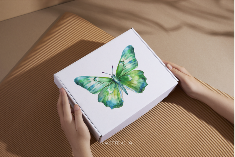 watercolor-green-butterflies