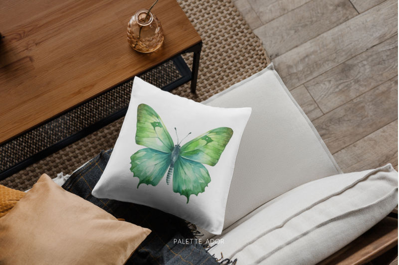 watercolor-green-butterflies