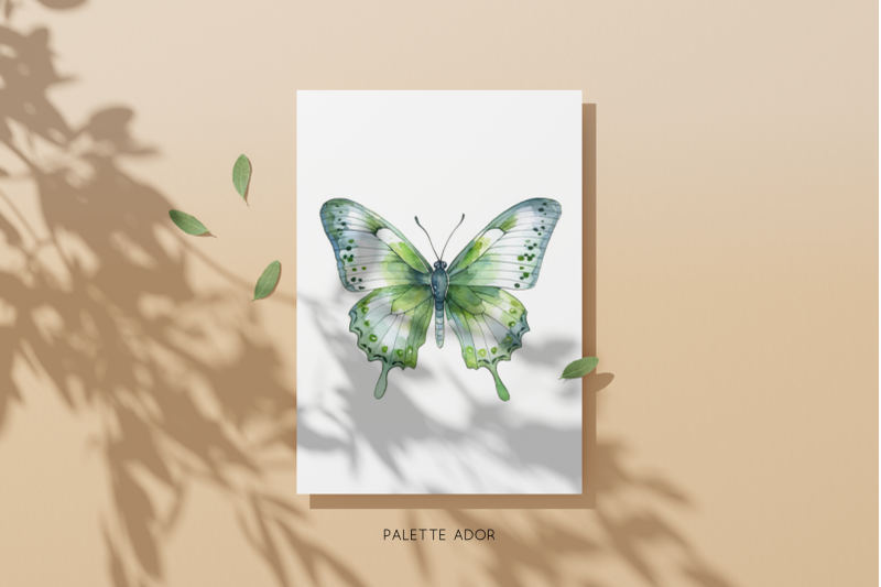 watercolor-green-butterflies