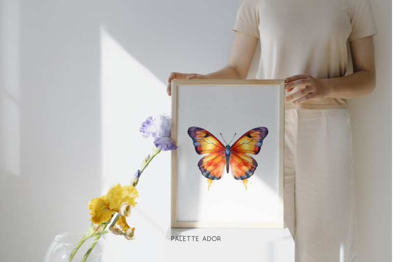 watercolor-orange-butterflies