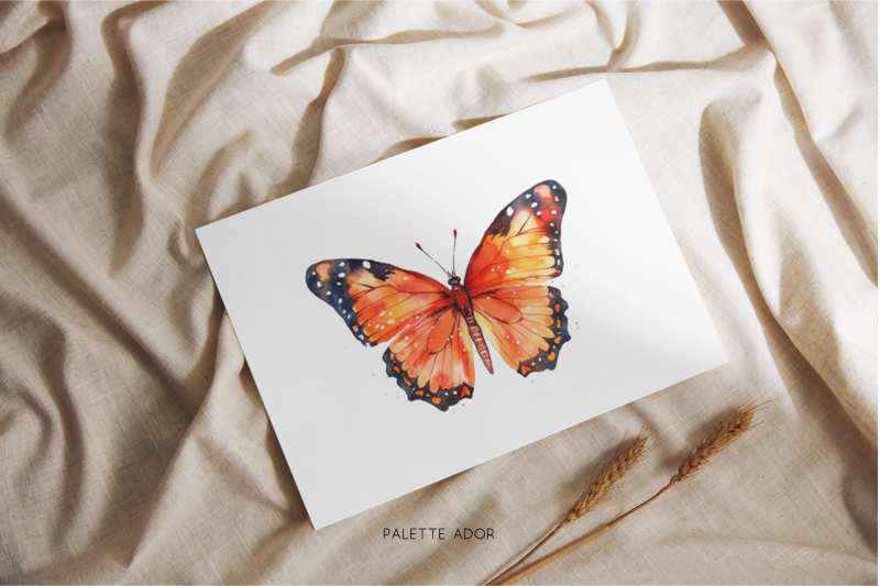 watercolor-orange-butterflies