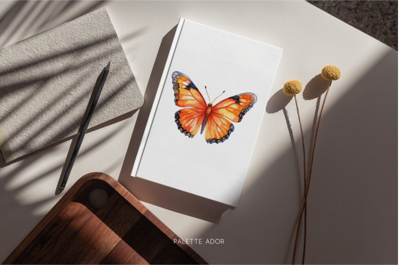 watercolor-orange-butterflies