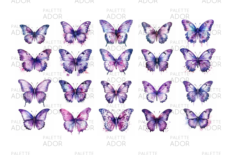 watercolor-purple-butterflies