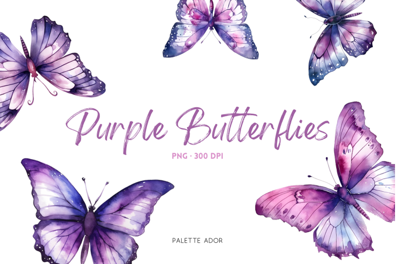 watercolor-purple-butterflies