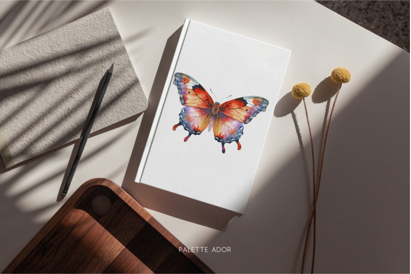 watercolor-rainbow-butterflies