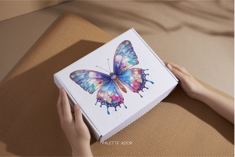 watercolor-rainbow-butterflies