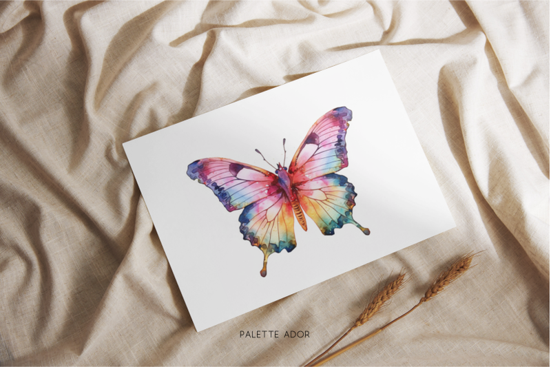 watercolor-rainbow-butterflies