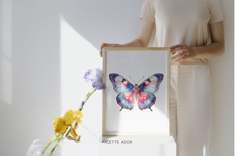 watercolor-rainbow-butterflies