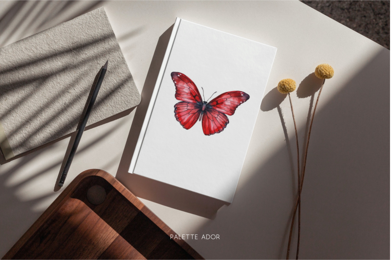 watercolor-red-butterflies