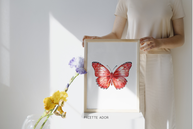 watercolor-red-butterflies