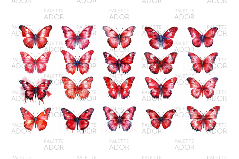 watercolor-red-butterflies