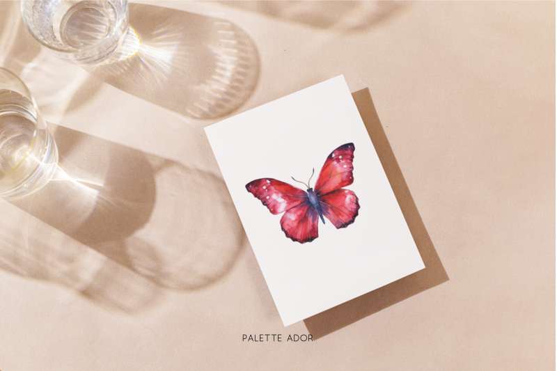 watercolor-red-butterflies